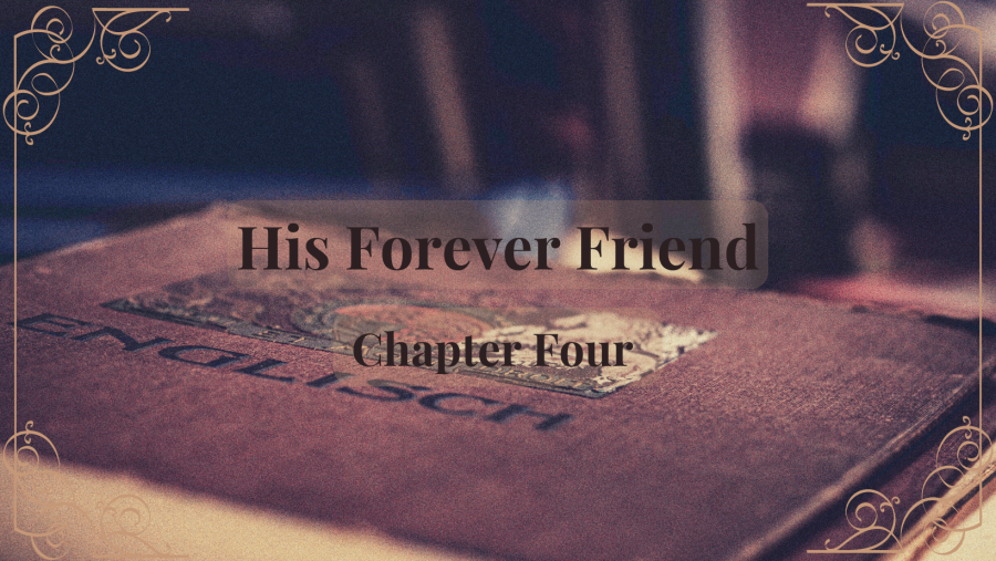 Threadbare-brown-book-in background-with-Text-His-Forever-Friend-Chapter-Four