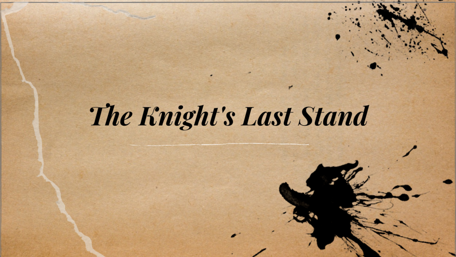 Parchment-background-with-ink-splotches-text-The-knights-last-stand